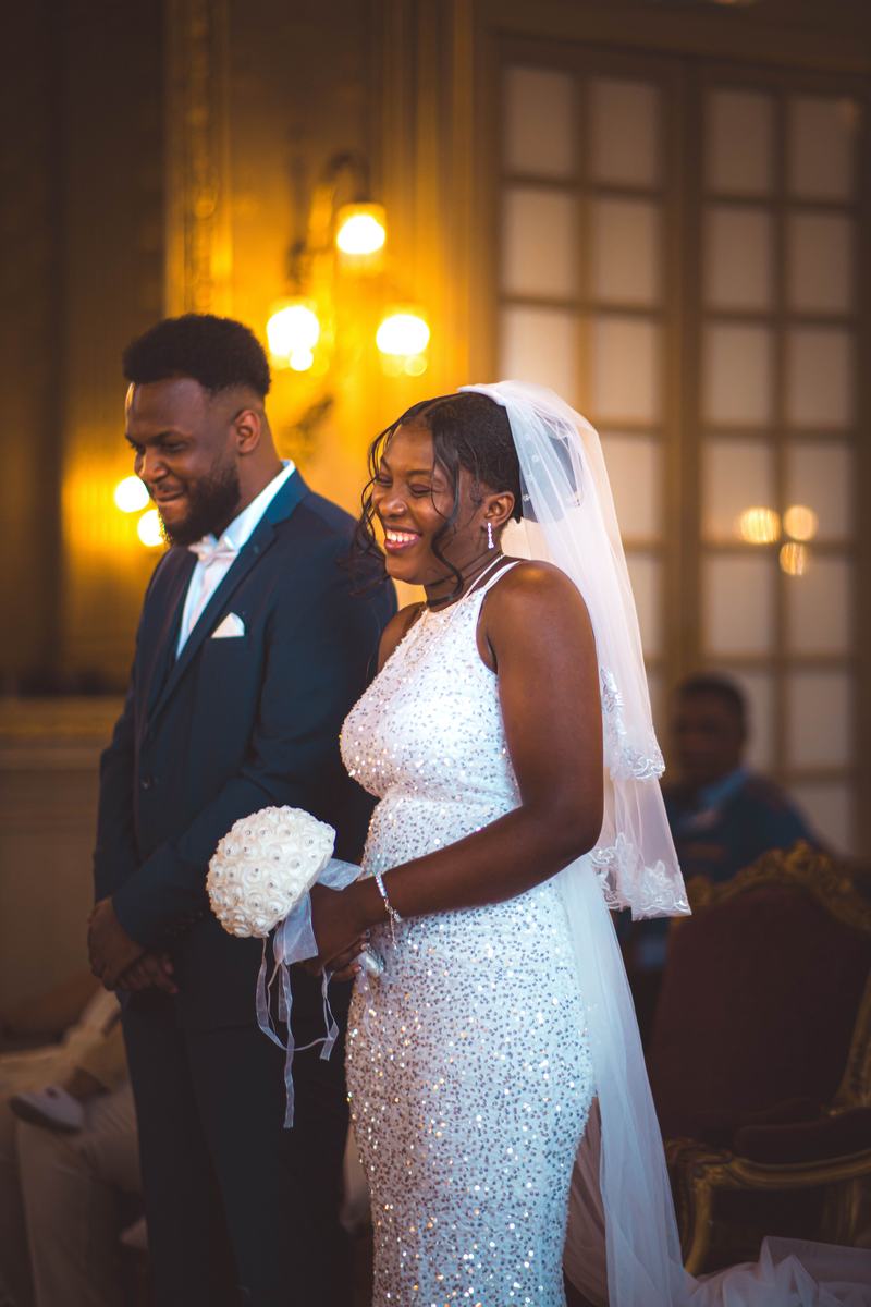 Couple smiling together in warm evening light